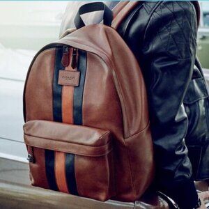 Genuine Coach Men's Patch Brown Black Leather Backpack